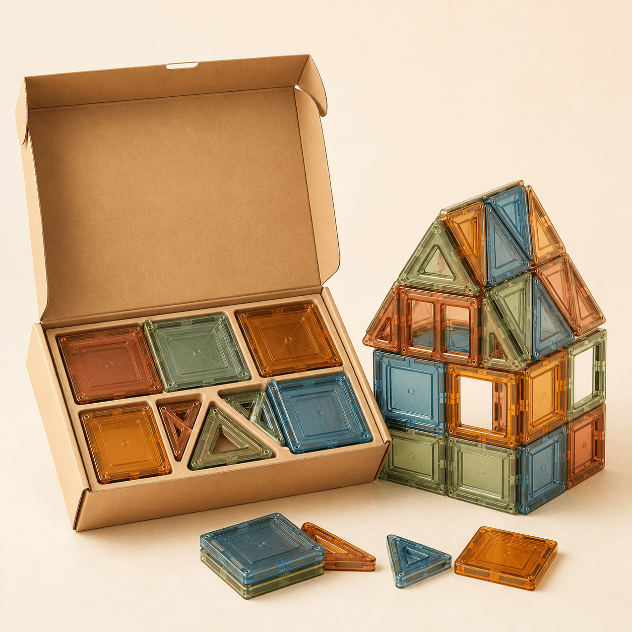Unopened magnetic building set