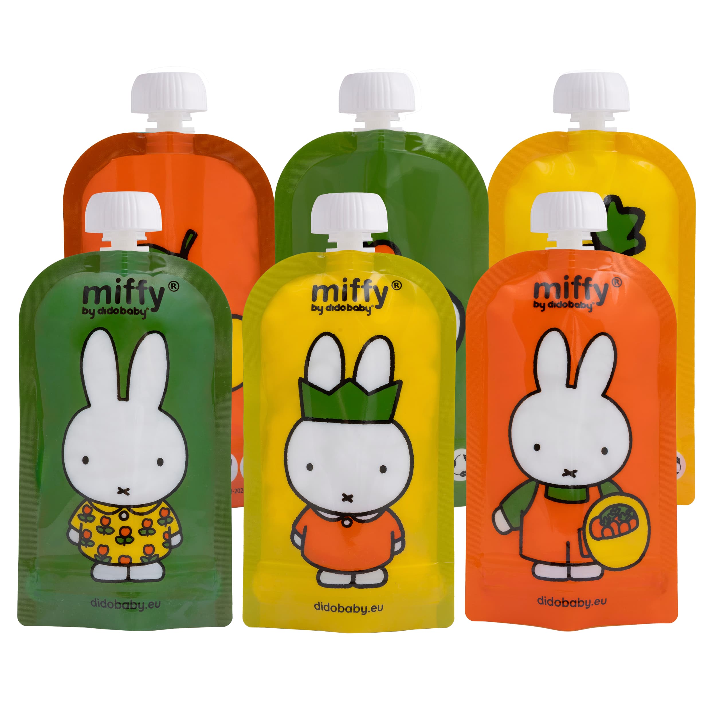 Gjenbrukbare smoothieposer med Miffy-motiv 6 stk
