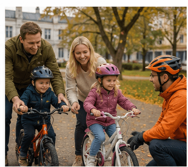 Confident cycling together