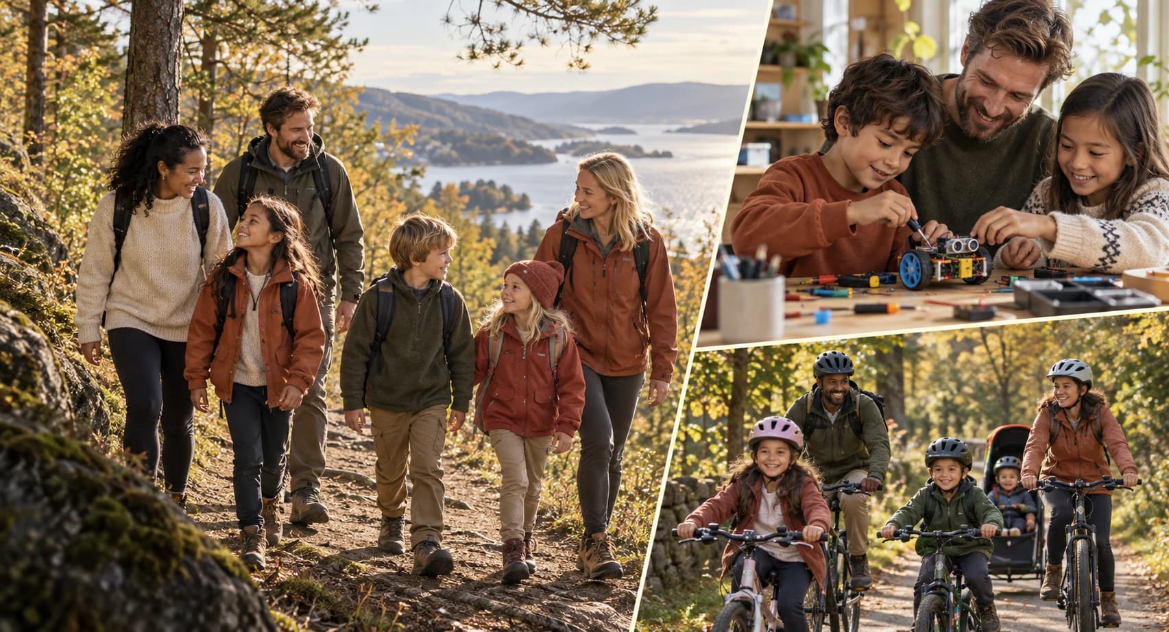 Together with Huddle: a family fjord walk, robotics and cycling. Illustrative image.
