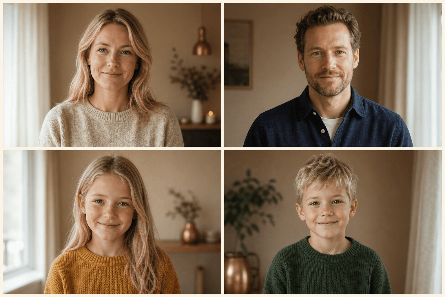 Family members together in a warm Norwegian home
