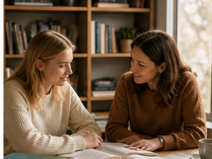 Illustrative editorial scene representing Calm mathematics tutoring