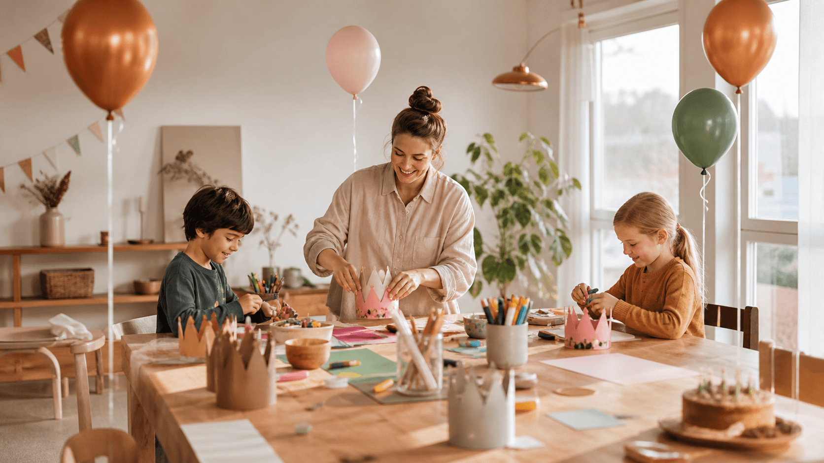 Illustrative editorial scene representing Creative birthday activity host