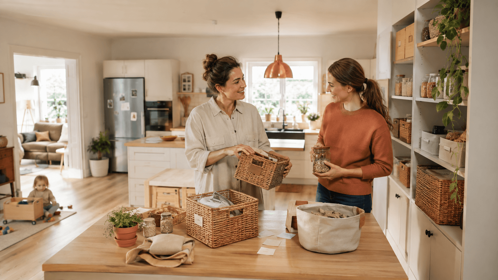 Illustrative editorial scene representing Family home organisation